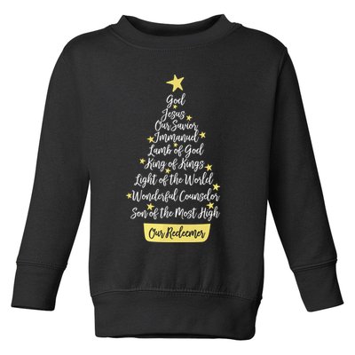 Names Of Jesus Christian Faith Christmas Tree Toddler Sweatshirt