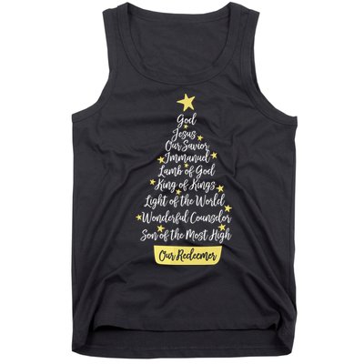 Names Of Jesus Christian Faith Christmas Tree Tank Top