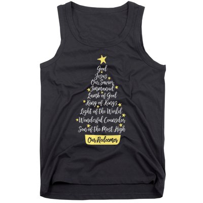 Names Of Jesus Christian Faith Christmas Tree Tank Top