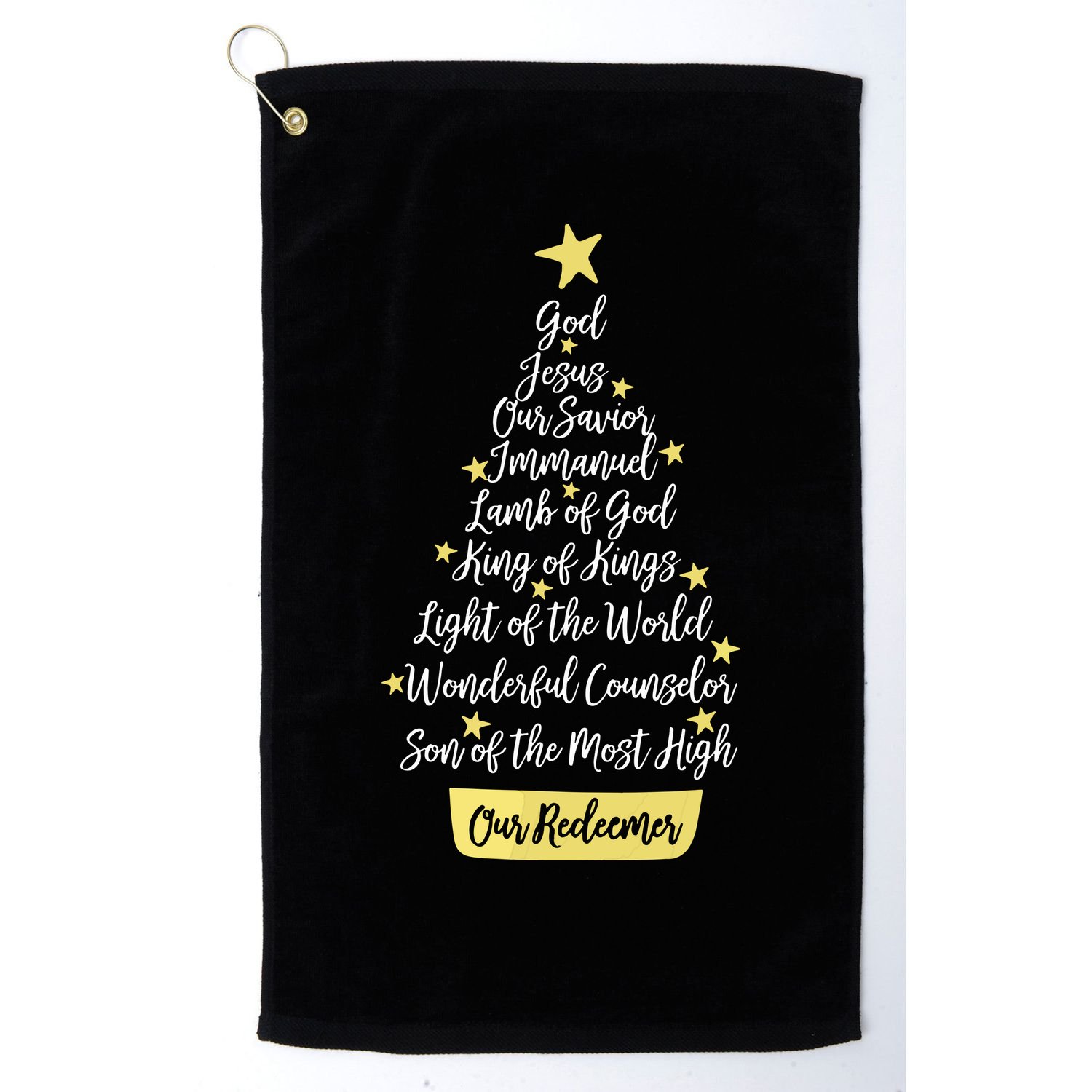 Names Of Jesus Christian Faith Christmas Tree Golf Towel