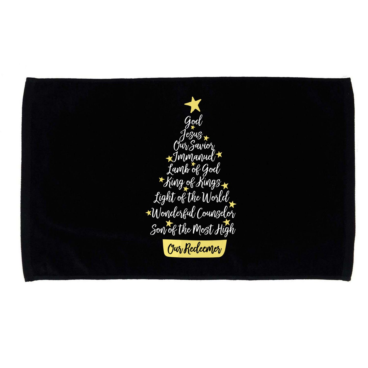 Names Of Jesus Christian Faith Christmas Tree Microfiber Hand Towel