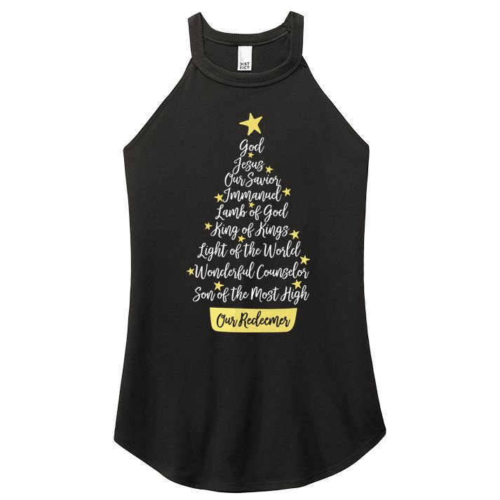 Names Of Jesus Christian Faith Christmas Tree Women's Perfect Tri Rocker Tank