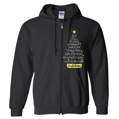 Names Of Jesus Christian Faith Christmas Tree Full Zip Hoodie