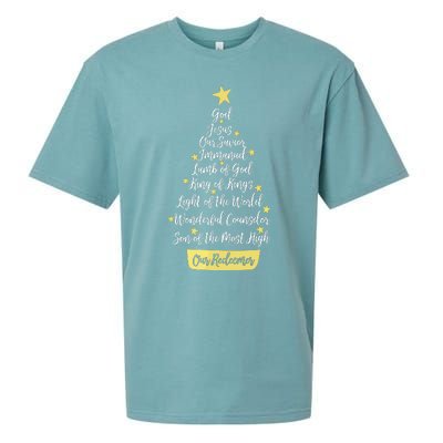 Names Of Jesus Christian Faith Christmas Tree Sueded Cloud Jersey T-Shirt