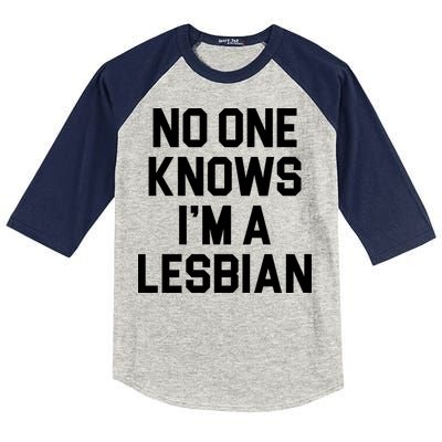 No One Knows I'm A Lesbian Kids Colorblock Raglan Jersey