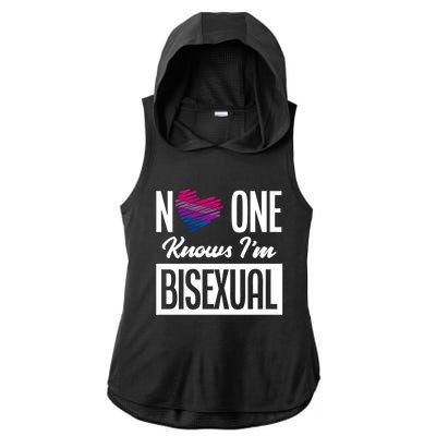 No One Knows I'm Bisexual Bi Pride Bisexual Gift Ladies PosiCharge Tri-Blend Wicking Draft Hoodie Tank