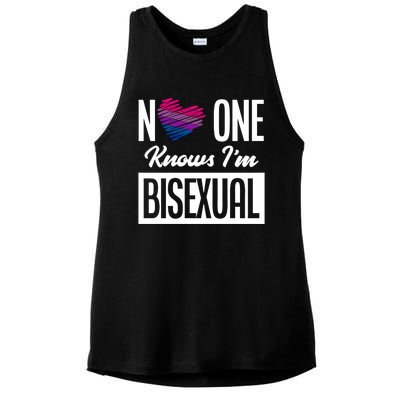 No One Knows I'm Bisexual Bi Pride Bisexual Gift Ladies PosiCharge Tri-Blend Wicking Tank