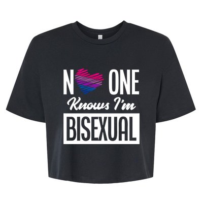 No One Knows I'm Bisexual Bi Pride Bisexual Gift Bella+Canvas Jersey Crop Tee