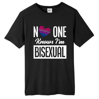 No One Knows I'm Bisexual Bi Pride Bisexual Gift Tall Fusion ChromaSoft Performance T-Shirt