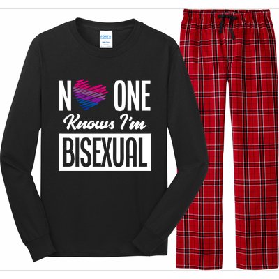 No One Knows I'm Bisexual Bi Pride Bisexual Gift Long Sleeve Pajama Set