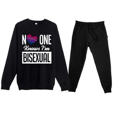 No One Knows I'm Bisexual Bi Pride Bisexual Gift Premium Crewneck Sweatsuit Set