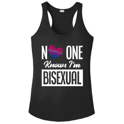 No One Knows I'm Bisexual Bi Pride Bisexual Gift Ladies PosiCharge Competitor Racerback Tank