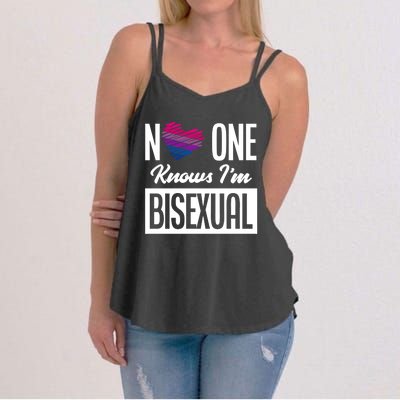 No One Knows I'm Bisexual Bi Pride Bisexual Gift Women's Strappy Tank