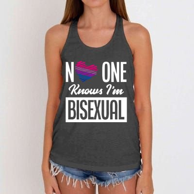 No One Knows I'm Bisexual Bi Pride Bisexual Gift Women's Knotted Racerback Tank