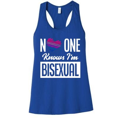 No One Knows I'm Bisexual Bi Pride Bisexual Gift Women's Racerback Tank