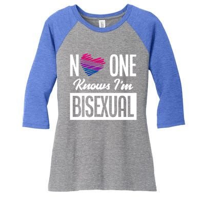 No One Knows I'm Bisexual Bi Pride Bisexual Gift Women's Tri-Blend 3/4-Sleeve Raglan Shirt