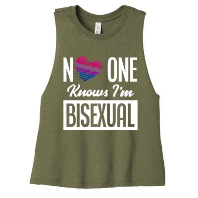 No One Knows I'm Bisexual Bi Pride Bisexual Gift Women's Racerback Cropped Tank