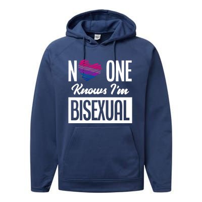 No One Knows I'm Bisexual Bi Pride Bisexual Gift Performance Fleece Hoodie