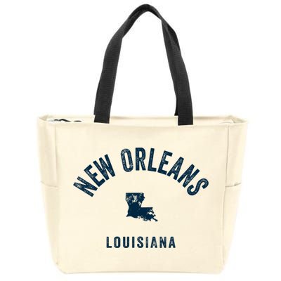 New Orleans Louisiana La Vintage 70s Sports Print Zip Tote Bag