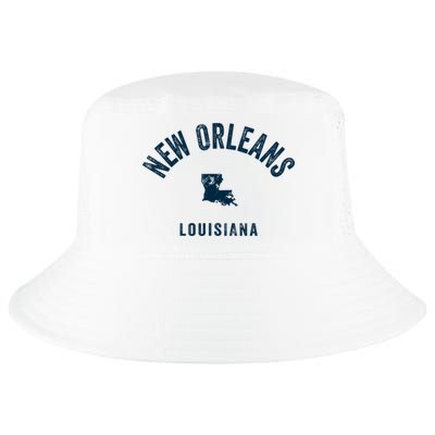 New Orleans Louisiana La Vintage 70s Sports Print Cool Comfort Performance Bucket Hat