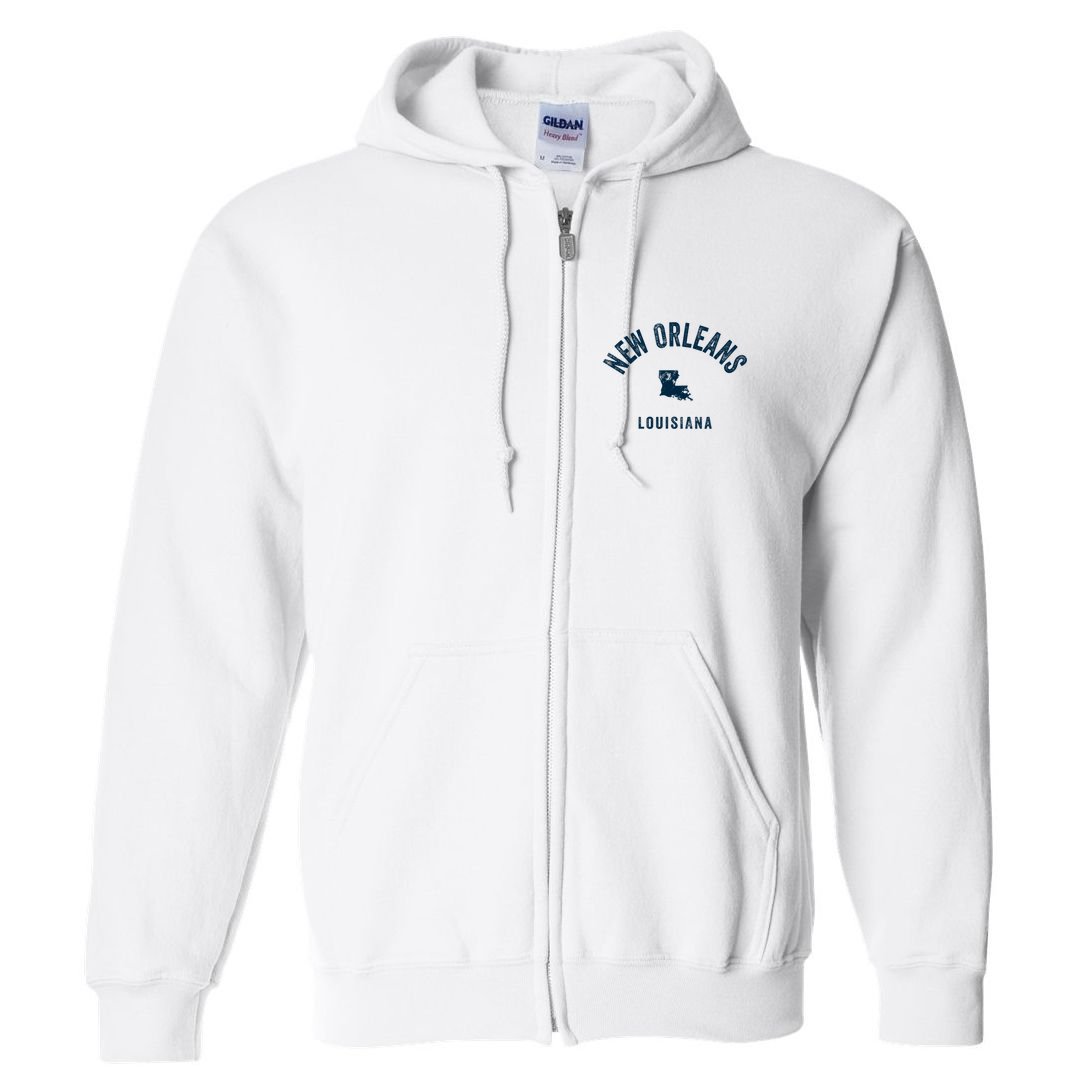 New Orleans Louisiana La Vintage 70s Sports Print Full Zip Hoodie