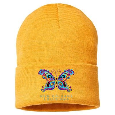 New Orleans Louisiana Souvenir Butterfly Graphic Sustainable Knit Beanie