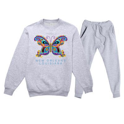 New Orleans Louisiana Souvenir Butterfly Graphic Premium Crewneck Sweatsuit Set