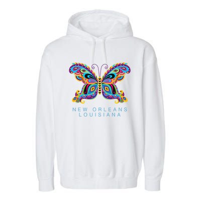 New Orleans Louisiana Souvenir Butterfly Graphic Garment-Dyed Fleece Hoodie