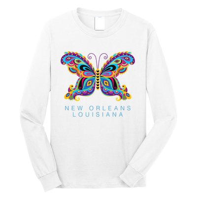 New Orleans Louisiana Souvenir Butterfly Graphic Long Sleeve Shirt