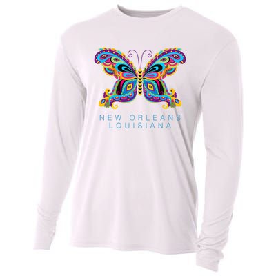 New Orleans Louisiana Souvenir Butterfly Graphic Cooling Performance Long Sleeve Crew