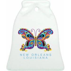 New Orleans Louisiana Souvenir Butterfly Graphic Ceramic Bell Ornament