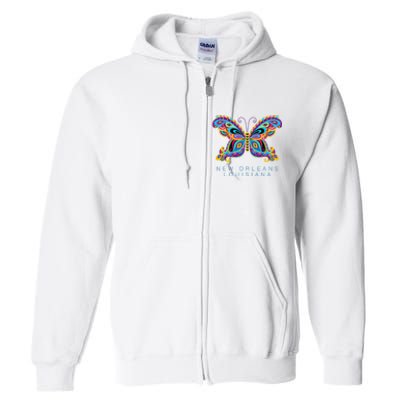 New Orleans Louisiana Souvenir Butterfly Graphic Full Zip Hoodie