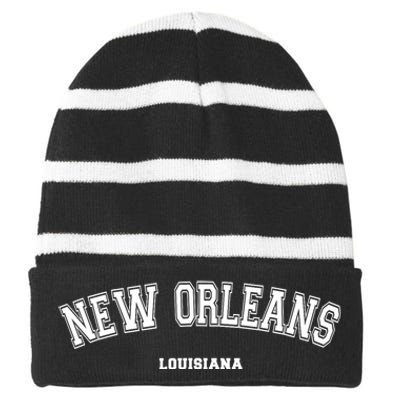 New Orleans Louisiana Striped Beanie with Solid Band