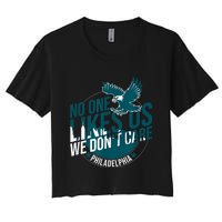 No One Likes Us We Don't Care Vintage Philly Bird Gang Funny Women's Crop Top Tee