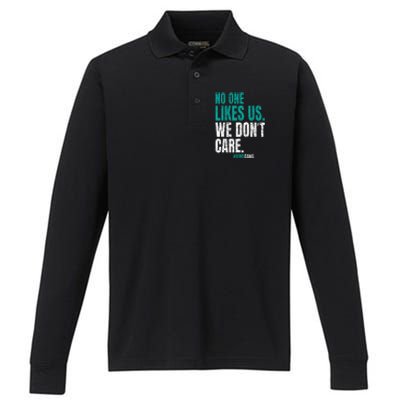 No One Likes Us We Don't Care Motivational Philly Vintage Performance Long Sleeve Polo