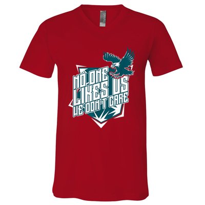 No One Likes Us We Don't Care Vintage Philly No One Likes Us We Don't Care V-Neck T-Shirt