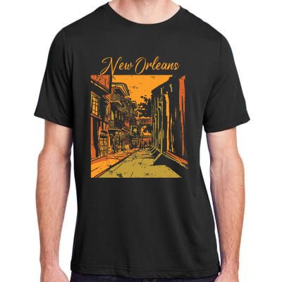 New Orleans Louisiana Souvenir Bourbon Street Adult ChromaSoft Performance T-Shirt