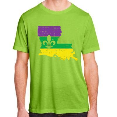 New Orleans Louisiana Map Jester Funny Mardi Gras Carnival Adult ChromaSoft Performance T-Shirt