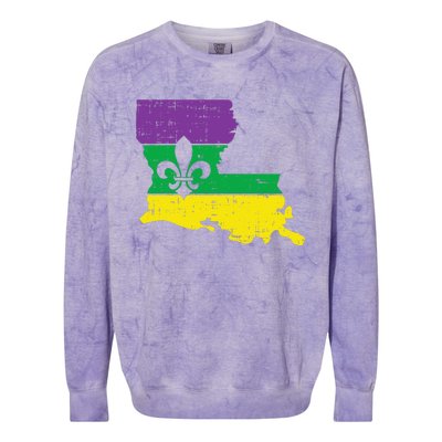 New Orleans Louisiana Map Jester Funny Mardi Gras Carnival Colorblast Crewneck Sweatshirt