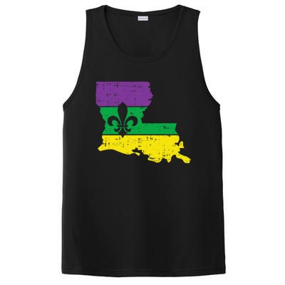 New Orleans Louisiana Map Jester Funny Mardi Gras Carnival PosiCharge Competitor Tank