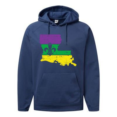 New Orleans Louisiana Map Jester Funny Mardi Gras Carnival Performance Fleece Hoodie