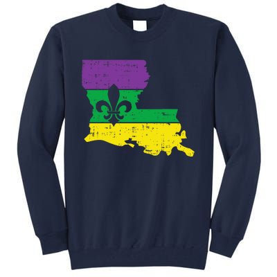 New Orleans Louisiana Map Jester Funny Mardi Gras Carnival Tall Sweatshirt