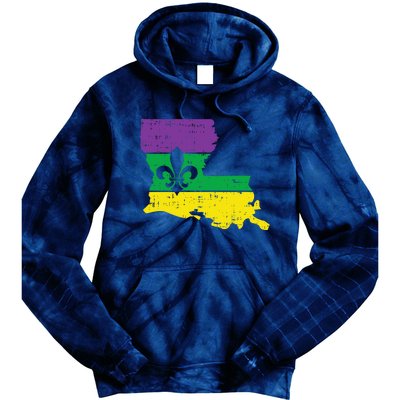 New Orleans Louisiana Map Jester Funny Mardi Gras Carnival Tie Dye Hoodie