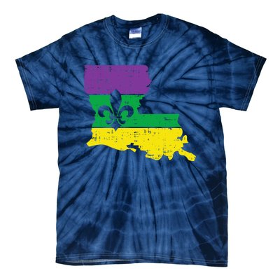 New Orleans Louisiana Map Jester Funny Mardi Gras Carnival Tie-Dye T-Shirt