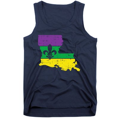 New Orleans Louisiana Map Jester Funny Mardi Gras Carnival Tank Top