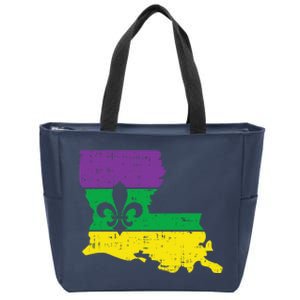 New Orleans Louisiana Map Jester Funny Mardi Gras Carnival Zip Tote Bag