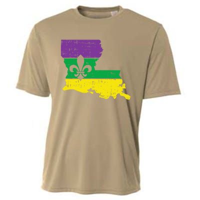 New Orleans Louisiana Map Jester Funny Mardi Gras Carnival Cooling Performance Crew T-Shirt