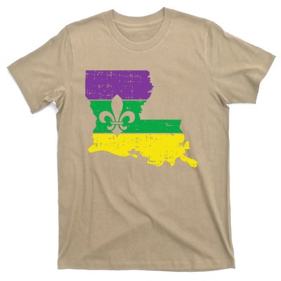 New Orleans Louisiana Map Jester Funny Mardi Gras Carnival T-Shirt