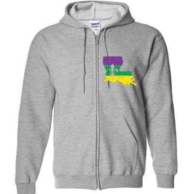 New Orleans Louisiana Map Jester Funny Mardi Gras Carnival Full Zip Hoodie