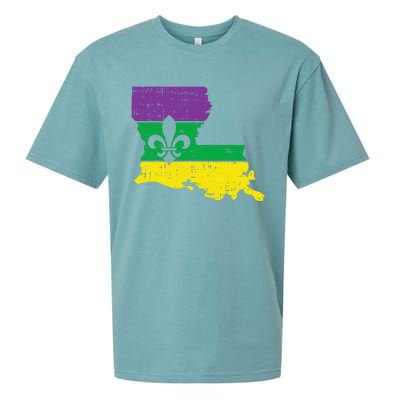 New Orleans Louisiana Map Jester Funny Mardi Gras Carnival Sueded Cloud Jersey T-Shirt